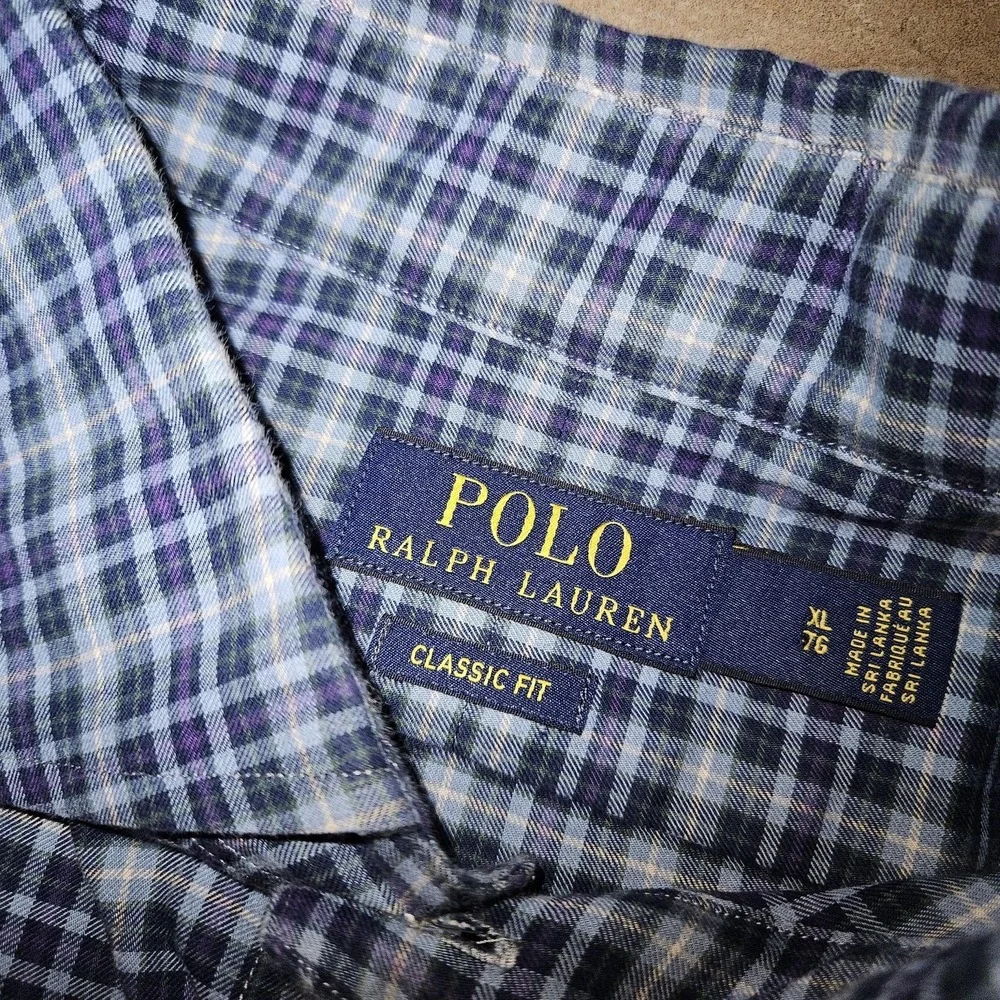 Polo Ralph Lauren Shirt Men XL Blue Plaid Classic Fit Preppy Coastal‎ Holiday